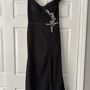Black Sequin Off-Shoulder Cocktail Gown
